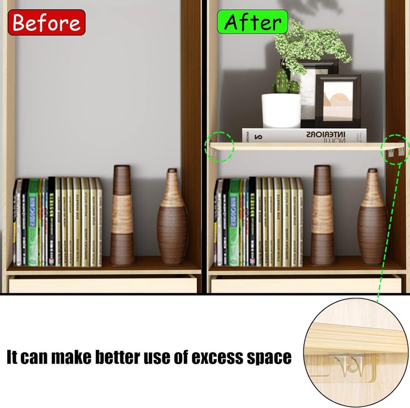JIALTO Shelf Support Pegs - Innovative Punch-Free Plastic Brackets for Cabinet and Closet Shelves, Self-Adhesive Clips for Kitchen, Furniture, and Bookshelves (Partation Hook, 10) - Image 5
