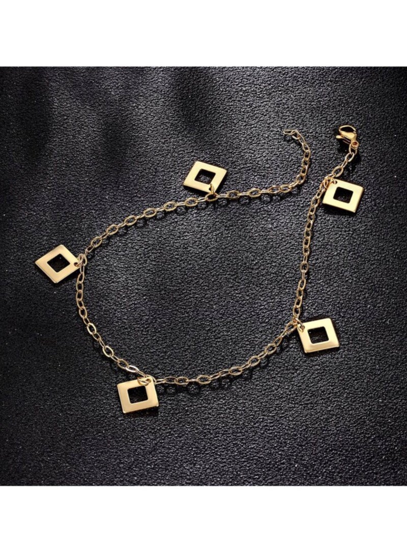 Trendy u0026 Elegant Gold Plates Stainless Steel Anklet - Image 2