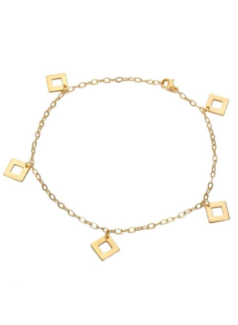Trendy u0026 Elegant Gold Plates Stainless Steel Anklet - Image 3