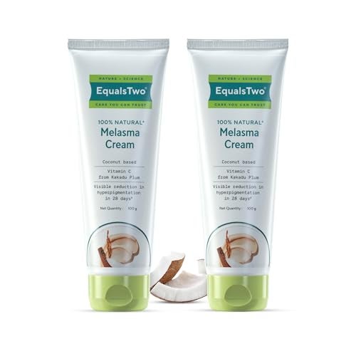 EQUALSTWO by Zydus Natural Melasma Cream 100g, Pigmentation Removal for Even Skin Tone, Dark Spot Removal Enriched with Rice Barn, Kakadu Plum, Marshmellow & Licorice roots, (Pack Of 2) - Image 1