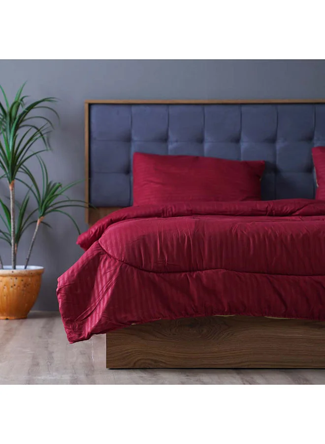 DANUBE HOME Urbane Reversible 3-Piece Single Comforter Set All Season Ultra Soft Fluffy Lightweight Microfiber Bedding Set Maroon 150x230 cm