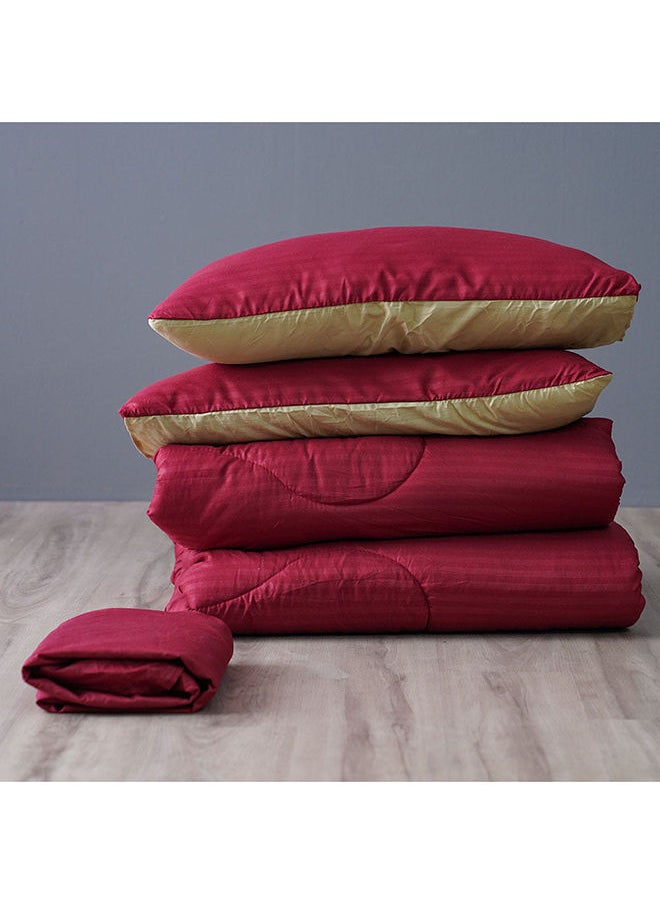 DANUBE HOME - Urbane Reversible 3-Piece Single Comforter Set All Season Ultra Soft Fluffy Lightweight Microfiber Bedding Set Maroon 150x230 cm - Image 1