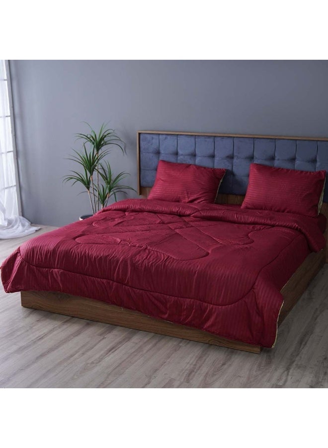 DANUBE HOME Urbane Reversible 3-Piece Single Comforter Set All Season Ultra Soft Fluffy Lightweight Microfiber Bedding Set Maroon 150x230 cm - Image 2
