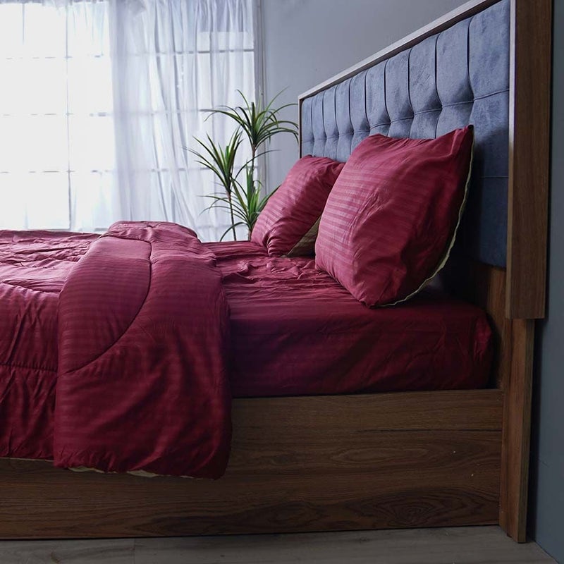DANUBE HOME Urbane Single Reversible 3-Piece Comforter Set Sage Maroon, Comforter Fitted Sheet And Pillow Case For Bedroom Bedding - Image 3