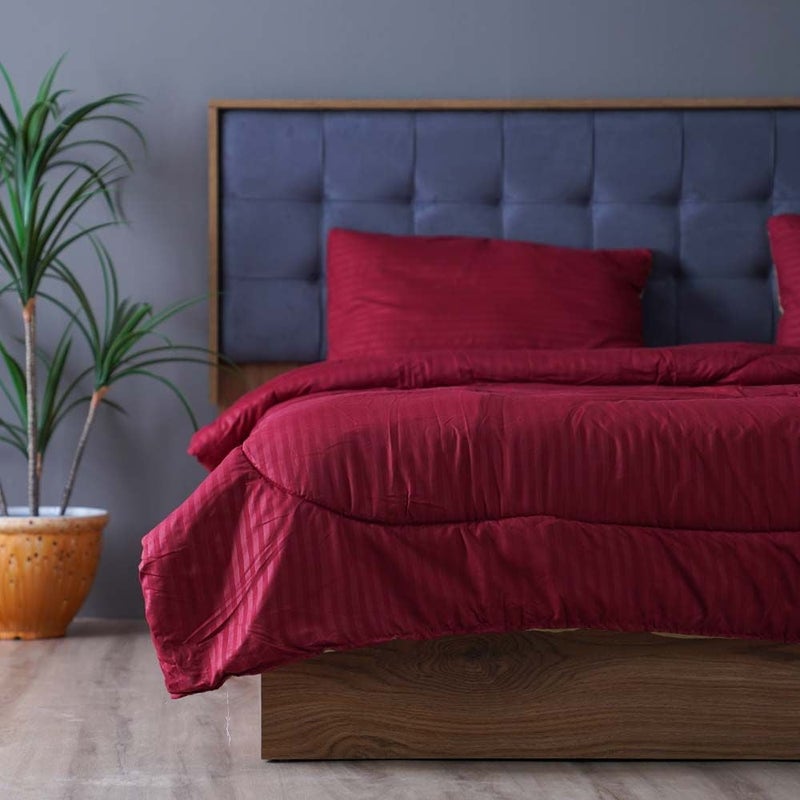 DANUBE HOME Urbane Single Reversible 3-Piece Comforter Set Sage Maroon, Comforter Fitted Sheet And Pillow Case For Bedroom Bedding - Image 1