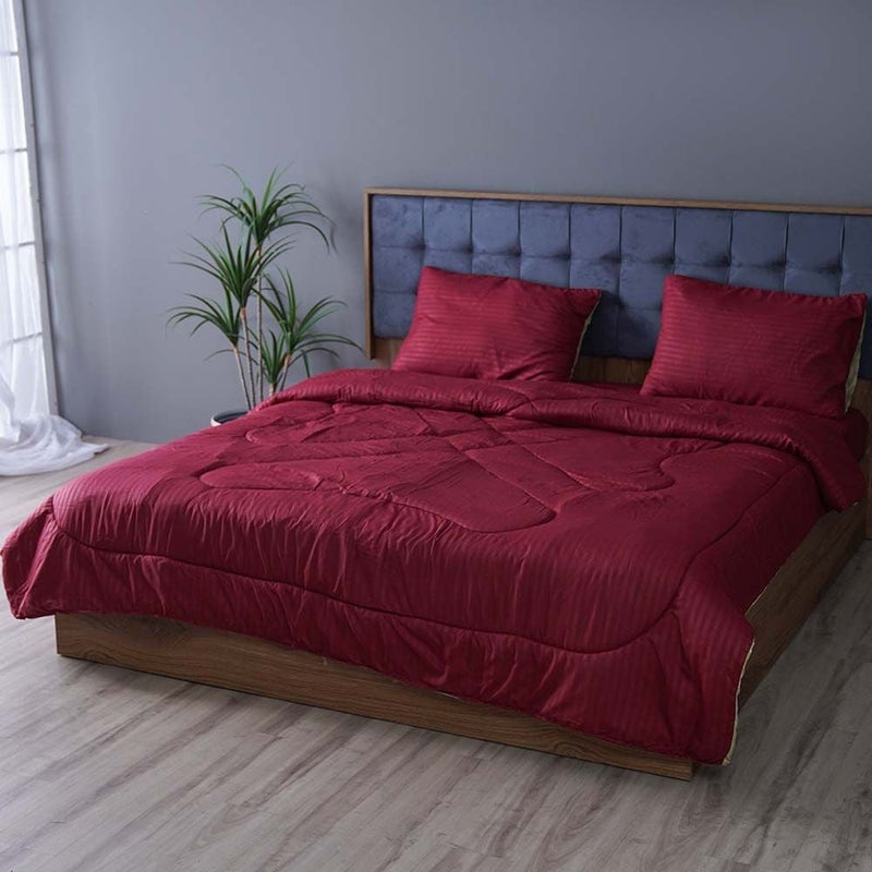 DANUBE HOME Urbane Single Reversible 3-Piece Comforter Set Sage Maroon, Comforter Fitted Sheet And Pillow Case For Bedroom Bedding - Image 2