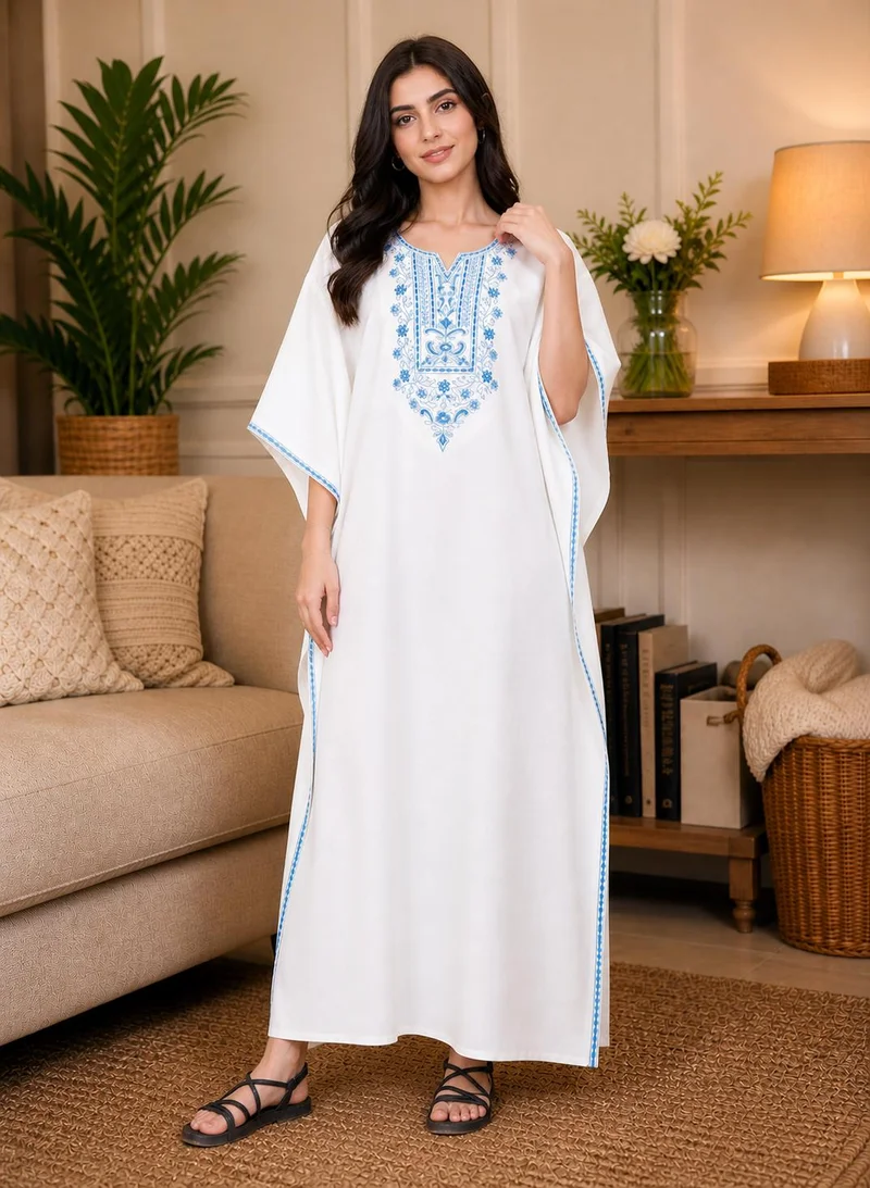 Artemea Women's Premium Rayon Kaftan style Jalabiya with Hand crafted embroidery