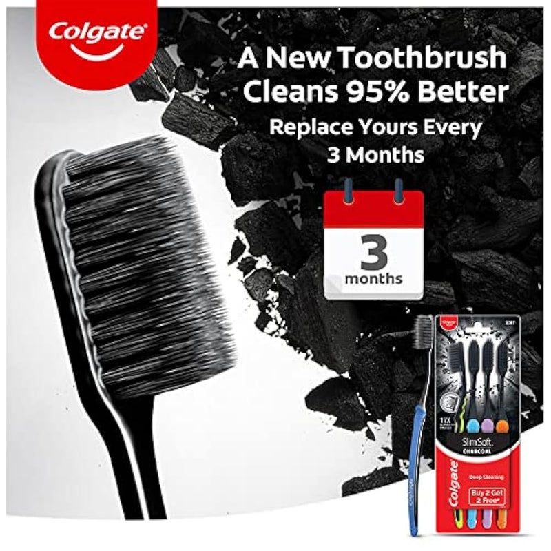 Colgate Slim Soft Charcoal Toothbrush 17x Slimmer Soft Tip Bristles (Buy 2 Get 2) - Image 5