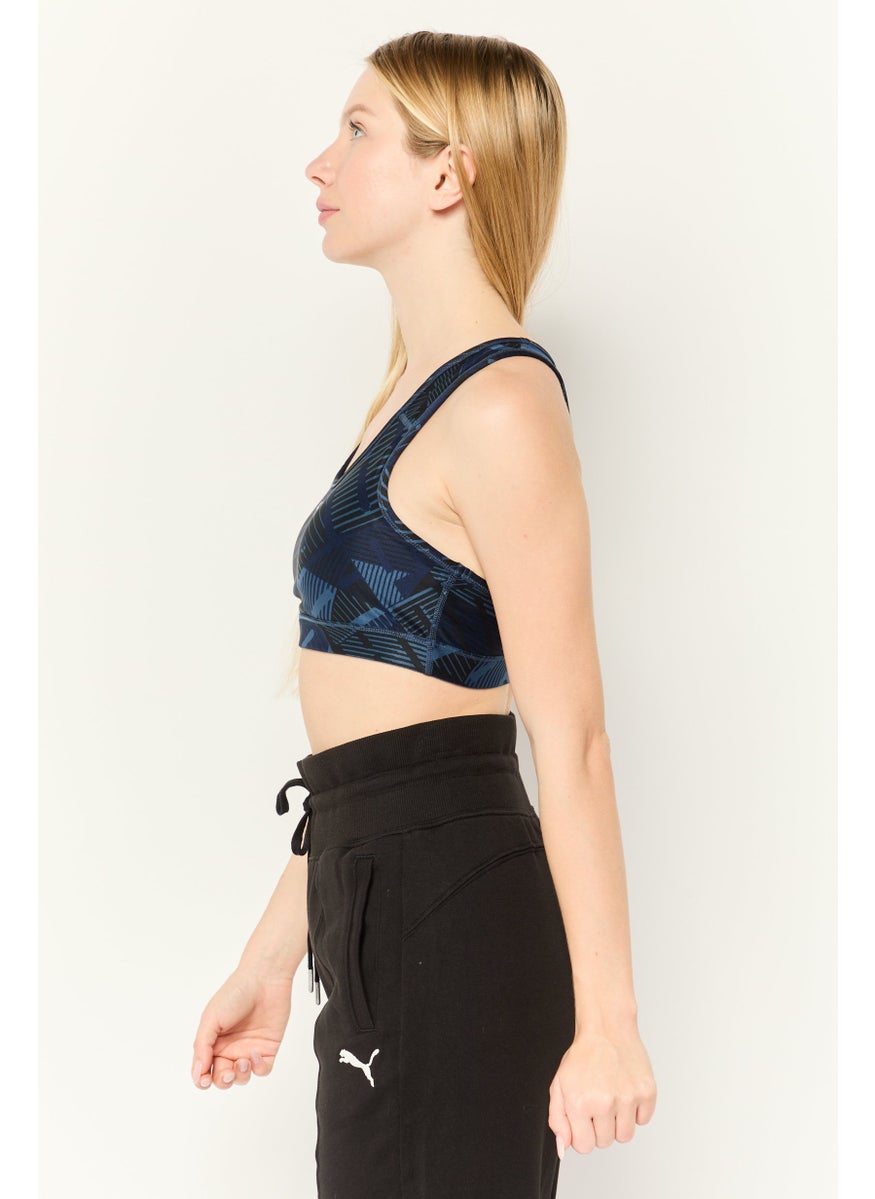 PUMA Women Lightly Padded Racer Back Sports Bra, Navy Blue/Black  - Image 3