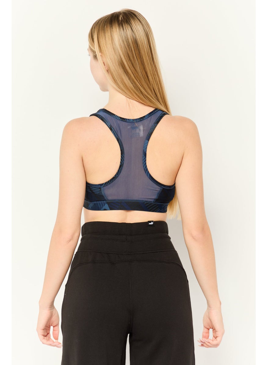PUMA Women Lightly Padded Racer Back Sports Bra, Navy Blue/Black  - Image 4