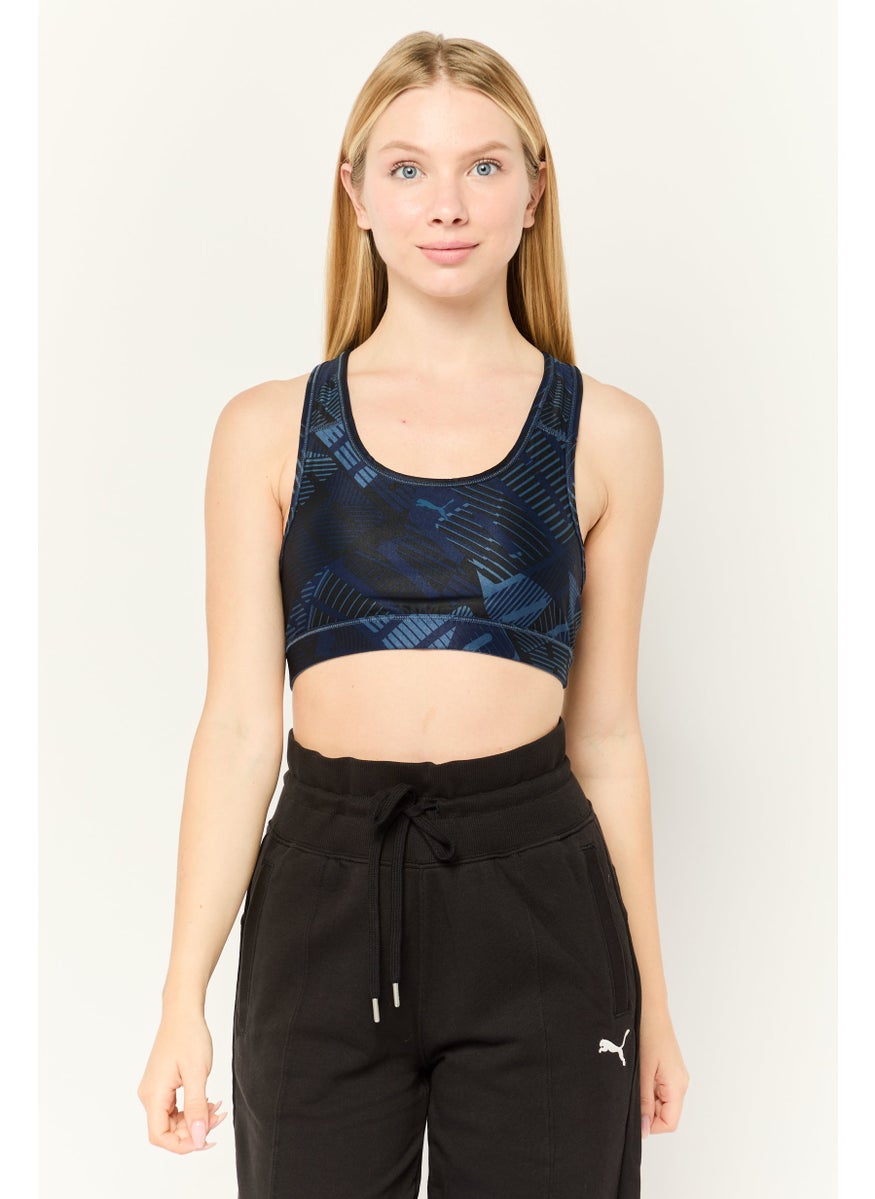 PUMA Women Lightly Padded Racer Back Sports Bra, Navy Blue/Black  - Image 1
