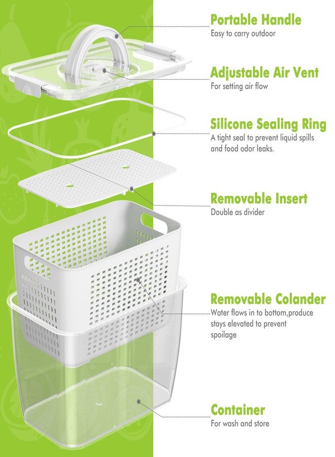 LUXEAR Fruit Vegetable Storage Container, 3 Pack Fresh Containers -White - Image 2