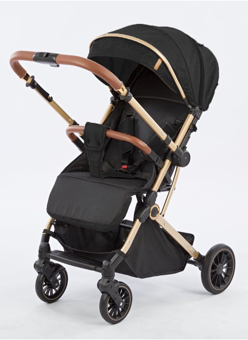 BABYCARA Reversible Baby Stroller For Travel With Wide Cannop, High Landscape Golden Frame, Big Basket One Touch Fold  - Image 1