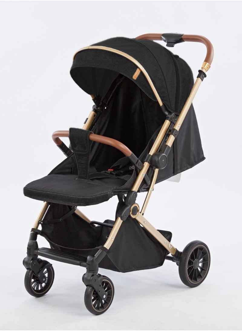 BABYCARA Reversible Baby Stroller For Travel With Wide Cannop, High Landscape Golden Frame, Big Basket One Touch Fold  - Image 2
