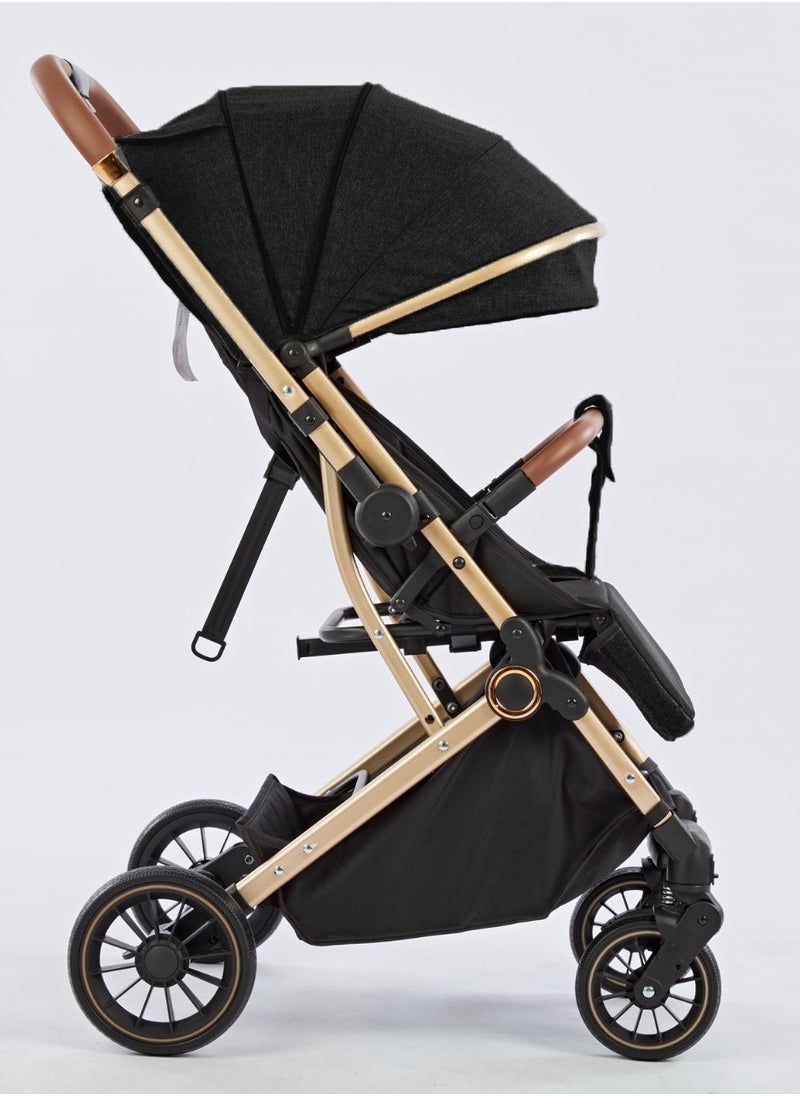 BABYCARA Reversible Baby Stroller For Travel With Wide Cannop, High Landscape Golden Frame, Big Basket One Touch Fold  - Image 5