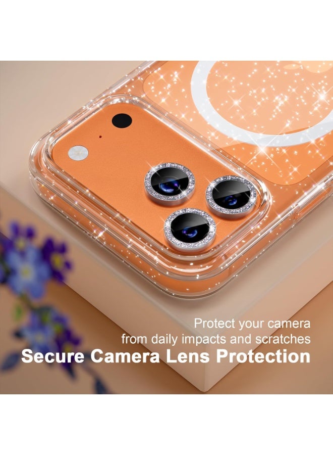 Magnetic for iPhone 17 Pro Max Case Compatible with MagSafe, Women Cute Glitter Sparkly Phone Case with Diamond Camera Lens Protectors, Military-Grade Drop Protection 6.9" (Clear) - Image 2
