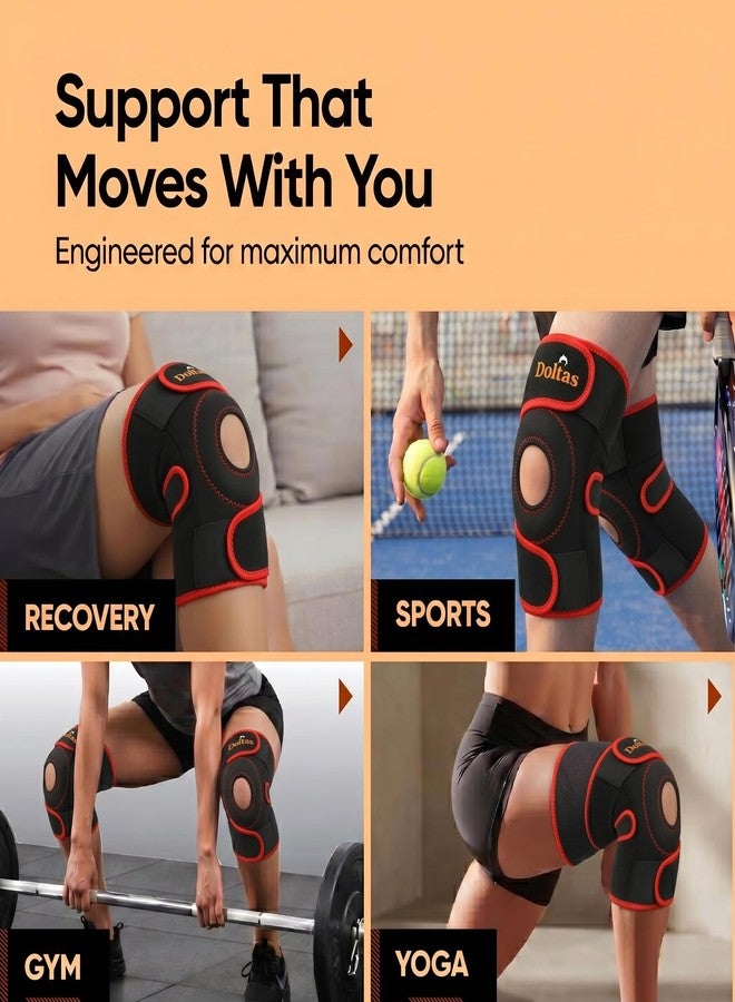 DOLTAS Knee Brace Pair Red - Open Pateela Knee Support for Gym, Running, Arthritis, Joint Pain & Injury Recovery Men & Women| Stabilizes Kneecap & Relieves Knee Pain (2 Pcs) - Image 5