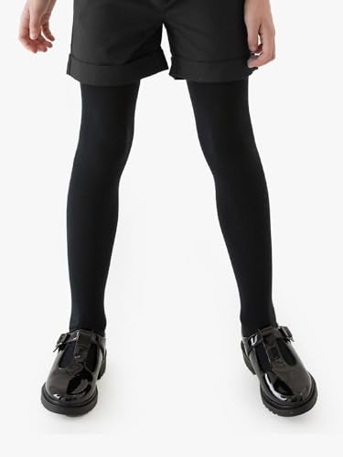 COTTON DAY Kids Girls School Dress Cotton Tights 8-10 Years 2 Pack (Black, Size 10) - Image 4