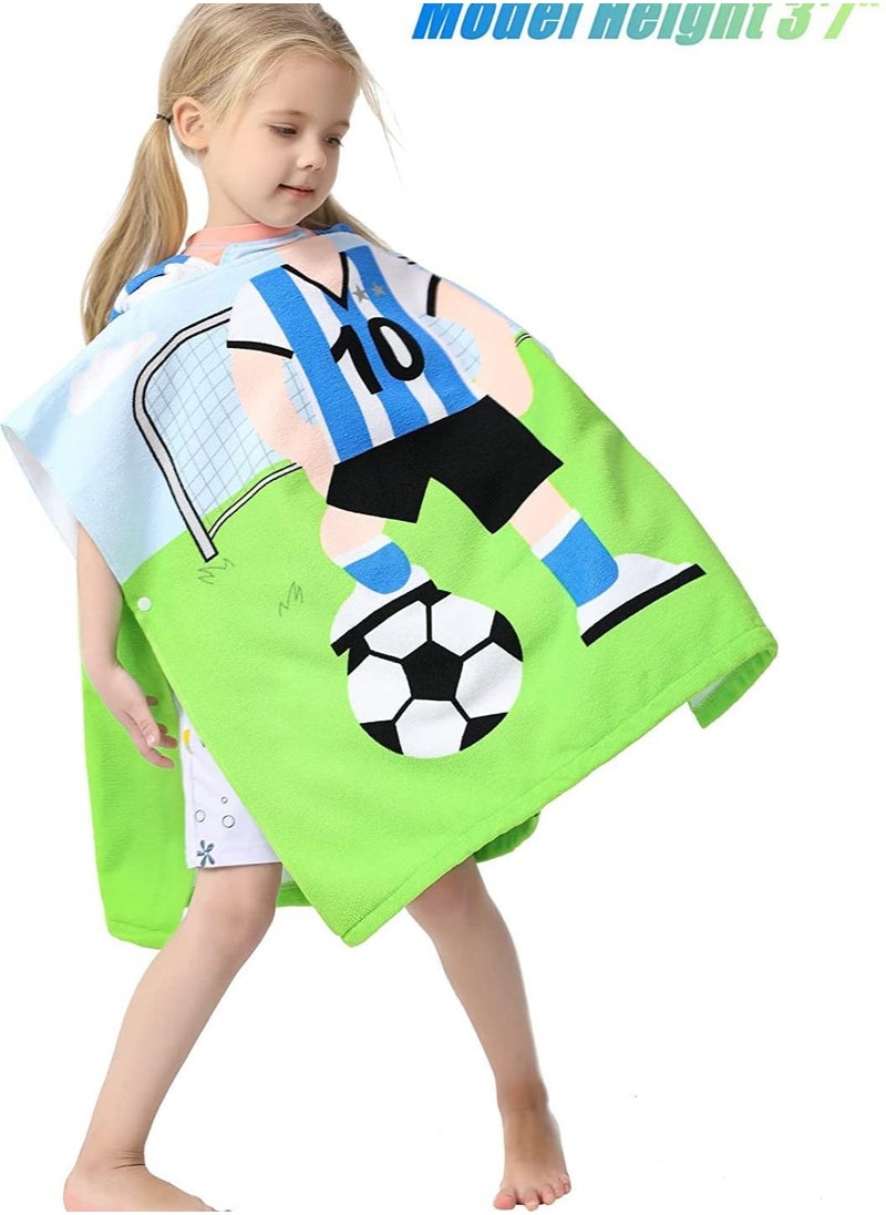 SYOSI Kids Bath Towel for 1-6 Years Toddler, 1Pcs Kids Hooded Towel, Microfiber Bath Towel Super Soft Robe Poncho Bathrobe, Boys Girls Swimming Beach Holiday Water Playing Pool Bath Coverups (Soccer Kid)  - Image 4