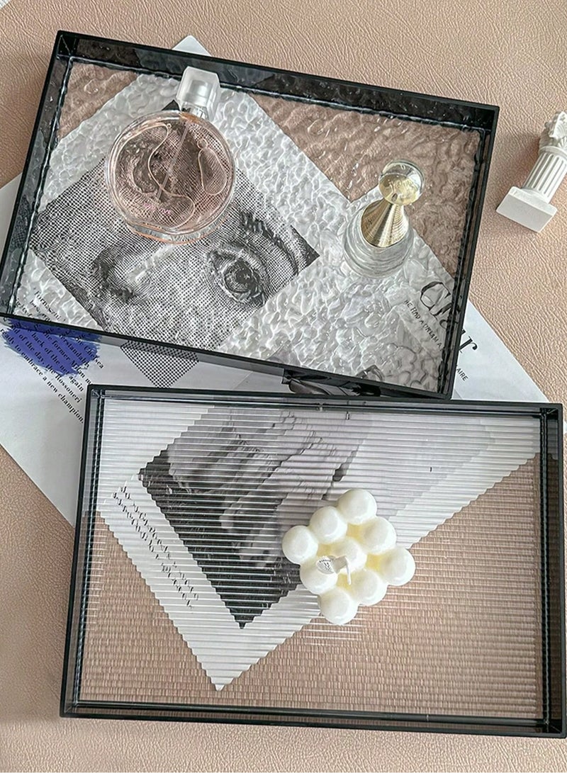 2 قطعة صواني حمام 2 قطعة لمنضدة تخزين منضدة التخزين موزع صينية تقديم صينية تقديم صينية زينة منظم صواني (A+B) - Image 1