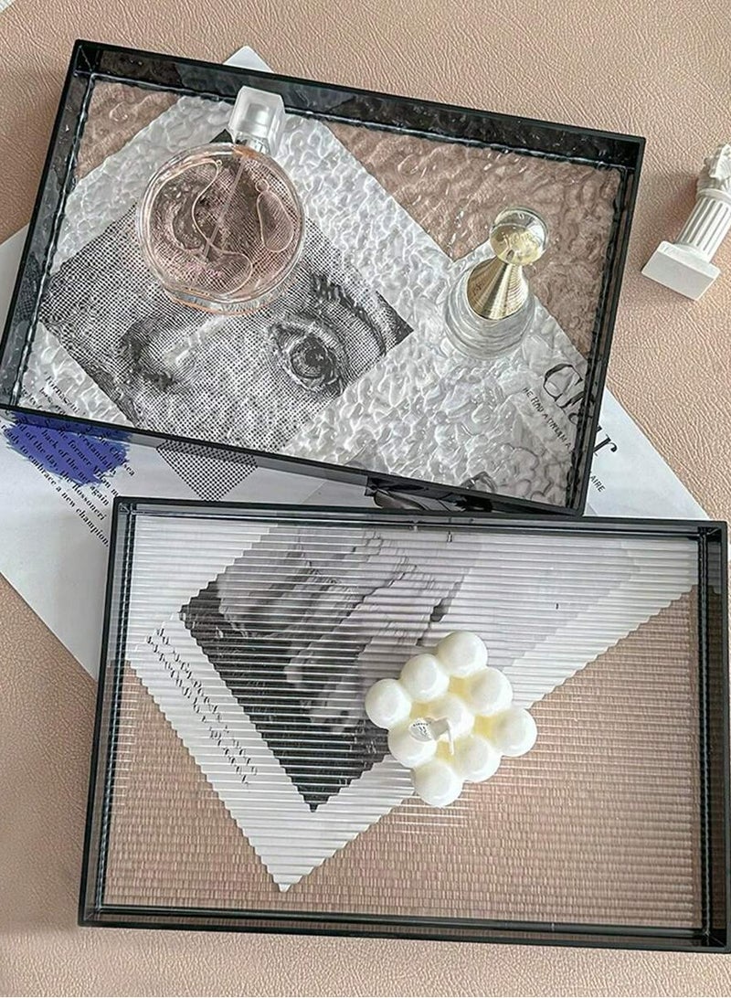 2 قطعة صواني حمام 2 قطعة لمنضدة تخزين منضدة التخزين موزع صينية تقديم صينية تقديم صينية زينة منظم صواني (A+B) - Image 3