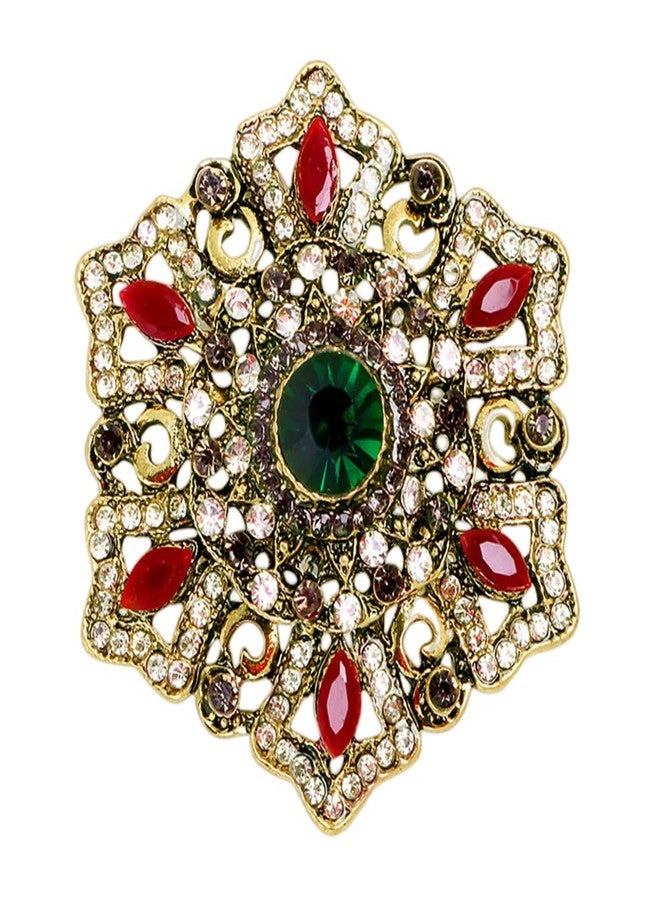 Dtja Vintage Rhinestone Snowflake Flower Brooch Pin for Women Girls Fashion Red Green Crystal Baroque Big Brooches Lapel Pins Dainty Boho Christmas Festival Holiday Father's Day Jewelry Gift - Image 1