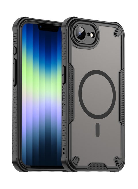 Magnetic Case Cover For iPhone 16e, Armor of Brushed Comfortable Oil Waterproof TPU+PC Soft Semi-translucentmatte Feel Cell Phone Protective Back Case for iPhone 16e, Blue