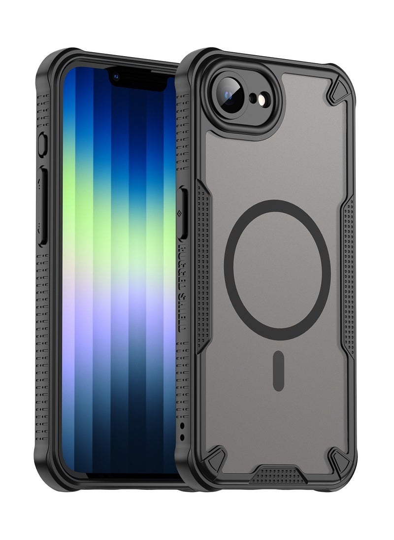 Magnetic Case Cover For iPhone 16e, Armor of Brushed Comfortable Oil Waterproof TPU+PC Soft Semi-translucentmatte Feel Cell Phone Protective Back Case for iPhone 16e, Blue