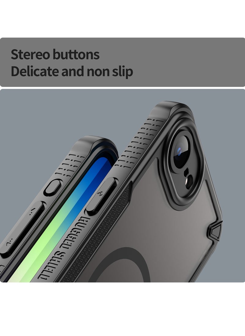 Magnetic Case Cover For iPhone 16e, Armor of Brushed Comfortable Oil Waterproof TPU+PC Soft Semi-translucentmatte Feel Cell Phone Protective Back Case for iPhone 16e, Blue