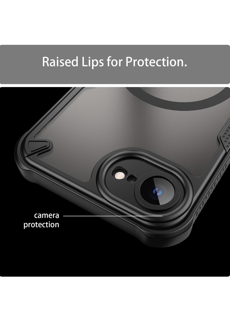 Magnetic Case Cover For iPhone 16e, Armor of Brushed Comfortable Oil Waterproof TPU+PC Soft Semi-translucentmatte Feel Cell Phone Protective Back Case for iPhone 16e, Blue