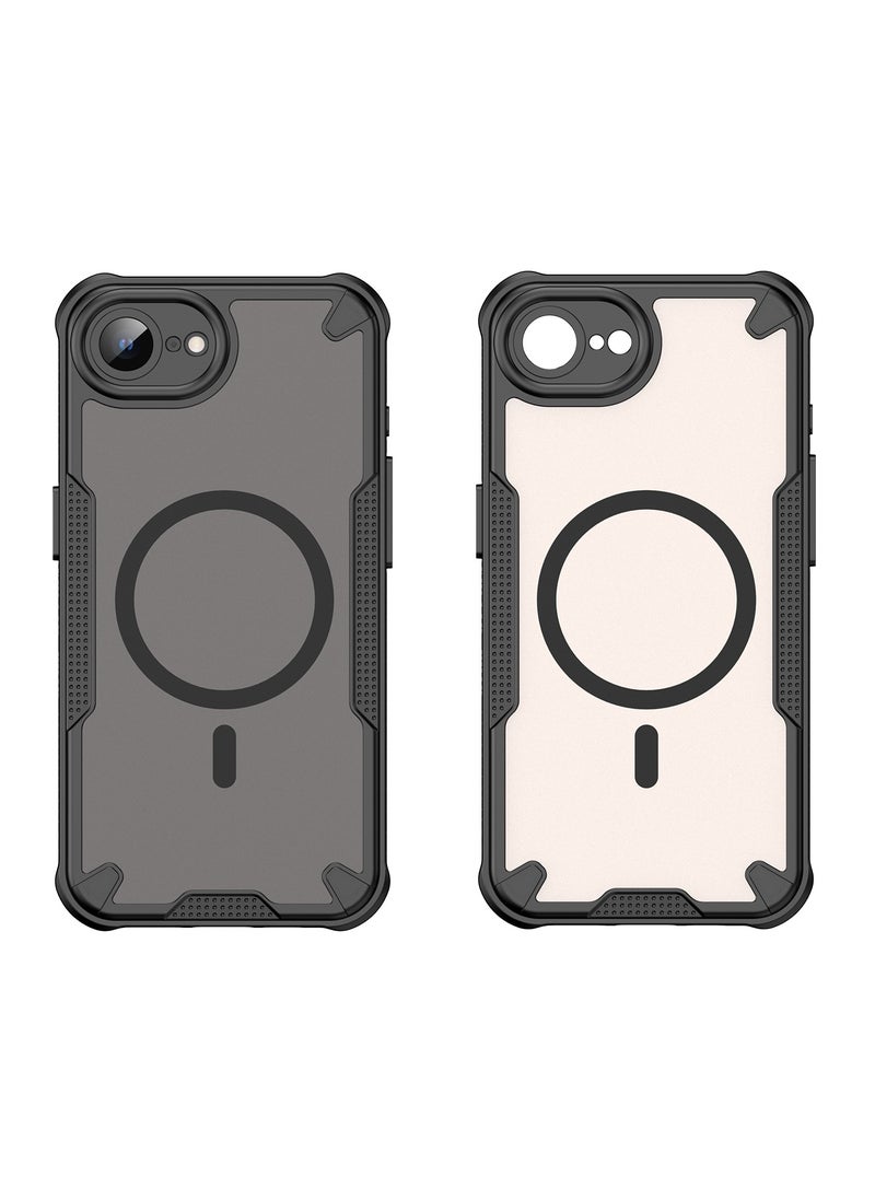 Magnetic Case Cover For iPhone 16e, Armor of Brushed Comfortable Oil Waterproof TPU+PC Soft Semi-translucentmatte Feel Cell Phone Protective Back Case for iPhone 16e, Blue