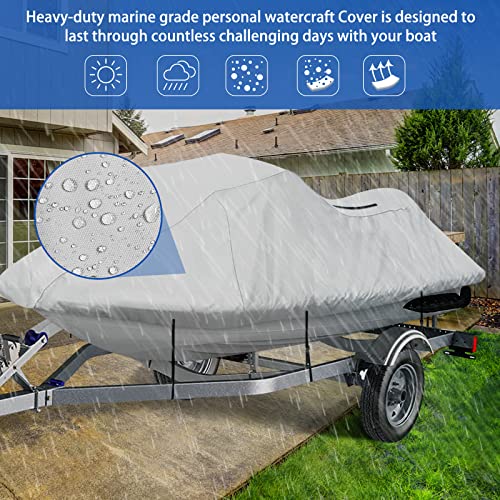 iCOVER Jet Ski Cover - Personal Watercraft Covers, Waterproof Heavy Duty Trailerable Jet Ski Protection for Seadoo Kawasaki Yamaha Wave Runner, Fits PWC Models Up to 113in Long - Image 3