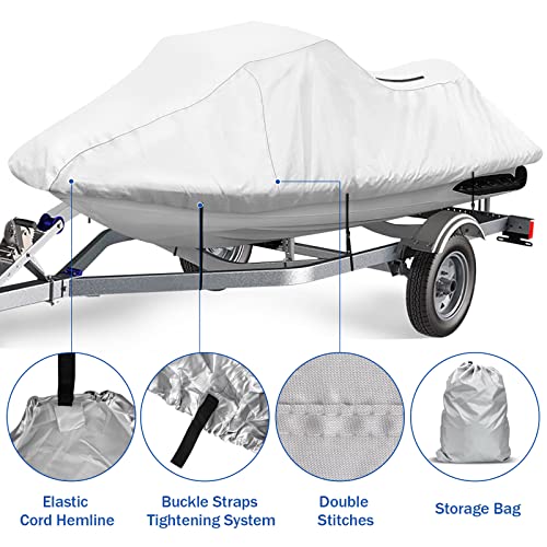 iCOVER Jet Ski Cover - Personal Watercraft Covers, Waterproof Heavy Duty Trailerable Jet Ski Protection for Seadoo Kawasaki Yamaha Wave Runner, Fits PWC Models Up to 113in Long - Image 2