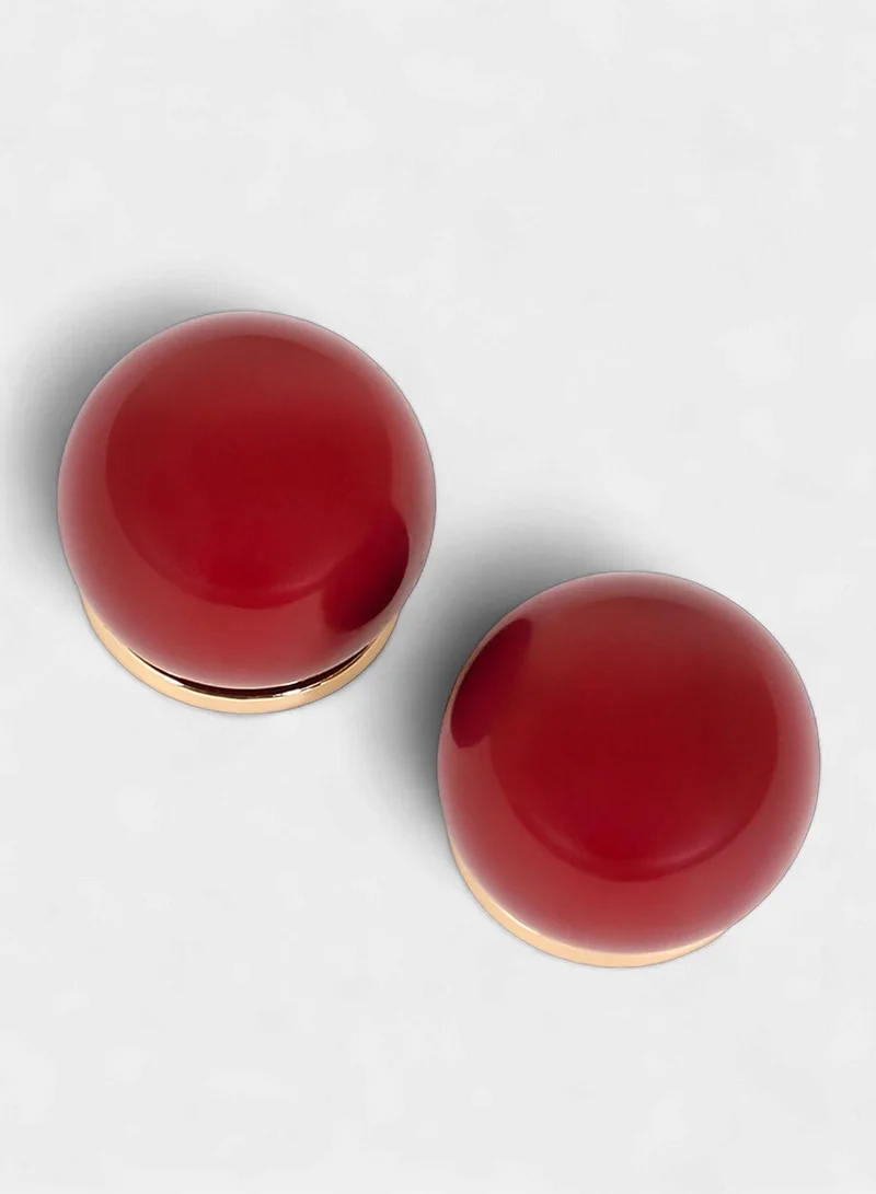 Sohi  Women The Chunky-Jacqueline Stud Earrings | Cherry Red & California Gold Colour | One-Size | Artificial Stone Alloy Material | Push Back Closure | Earrings For Casual & Evening Wear for Women | Best Price UAE