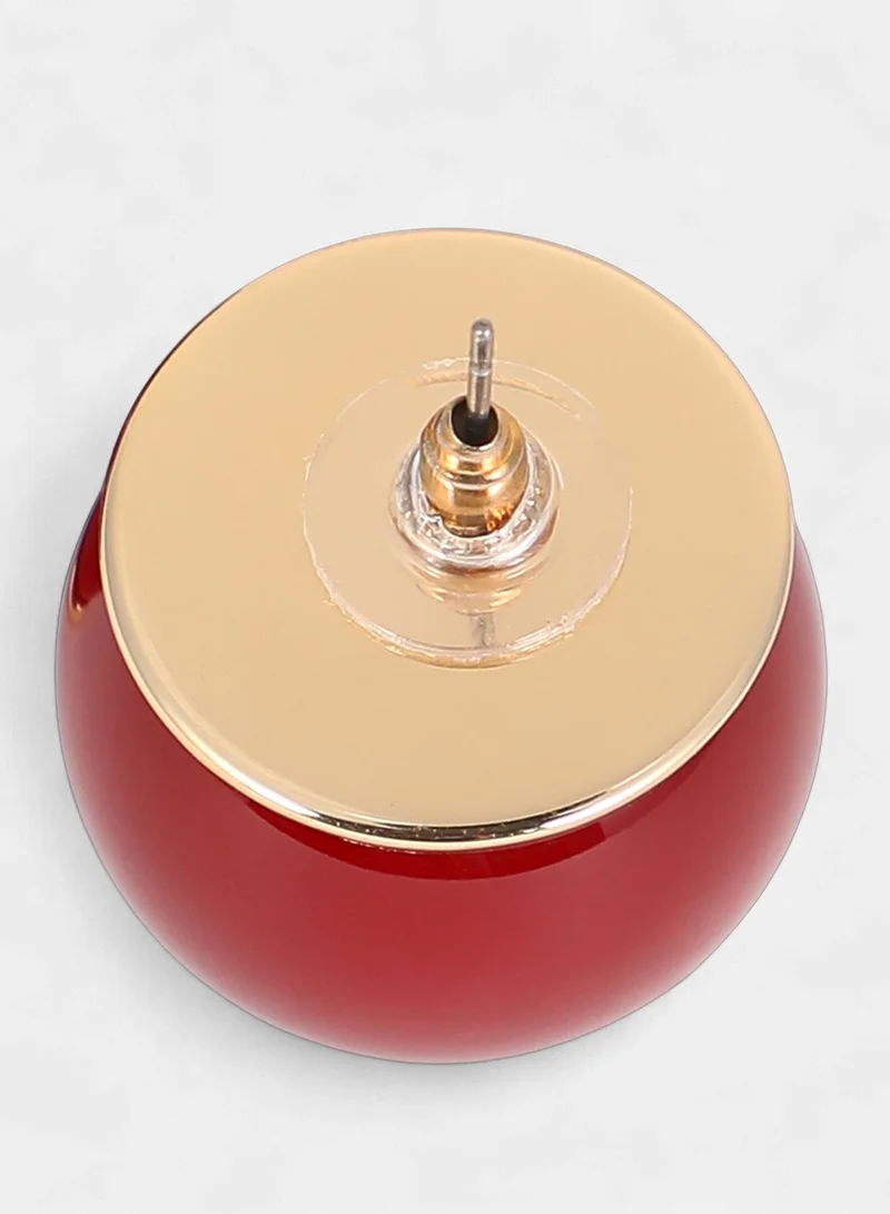 Sohi  Women The Chunky-Jacqueline Stud Earrings | Cherry Red & California Gold Colour | One-Size | Artificial Stone Alloy Material | Push Back Closure | Earrings For Casual & Evening Wear for Women | Best Price UAE