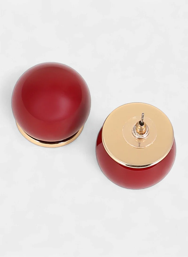 Sohi  Women The Chunky-Jacqueline Stud Earrings | Cherry Red & California Gold Colour | One-Size | Artificial Stone Alloy Material | Push Back Closure | Earrings For Casual & Evening Wear for Women | Best Price UAE
