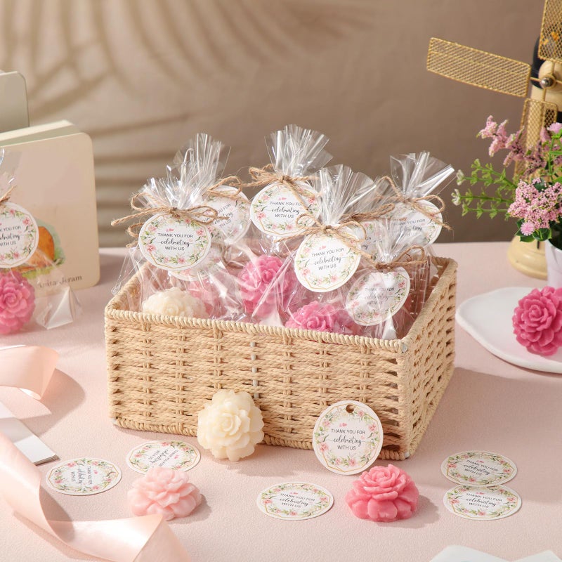 Demissle 20 Sets Baby Shower Favors Handmade Rose Flower Scented Soap Party Favors Gifts for Guests with Thank You Tags for Baby Bridal Shower Wedding Gender Reveal Party (Dark Pink) - Image 5