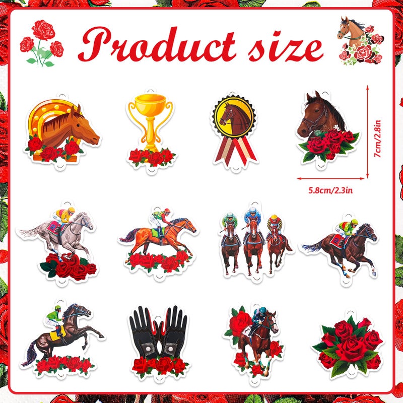 هواف Howaf 48 Kentucky Horse Derby Party Party يوفرون زينة كب كيك للخيول على لوازم Derby Day Party Roting for the Roses Cupcake Toppers Toanpicks for Kentucky Day - Image 2