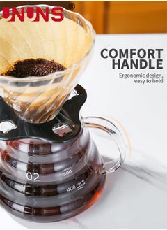 UNUNS Pour Over Coffee Maker,20oz Paperless Borosilicate Glass Carafe And Reusable Filter,Glass Coffee Pot,Manual Coffee Dripper Brewer  - Image 5