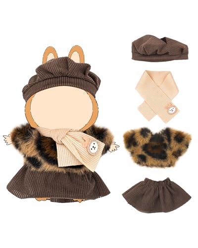 KIYEREE Clothes for Lububu 17cm DollsNO Doll Doll Outfits Suit for Lububu Cute Stylish Dress Up Set for lububu Patterned Skirt with TopSkirtHatScarf - Image 1