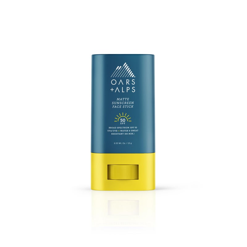 عصا واقي الشمس غير اللامع من Oars + Alps SPF 50، مقاوم للماء والعرق، واقي شمسي واسع الطيف UVA/UVB، مختبر من قبل أطباء الجلد، خالي من الغلوتين، مناسب للسفر