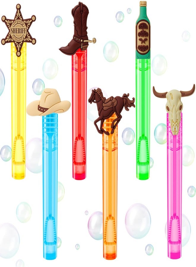Winrayk Western Cowboy Party Favors, 24Pcs Self-designed Mini Bubble Wands for Kids Bubbles Bulk & Detachable Topper (6 Styles & Colors), Birthday Gift Pinata Filler Goodie Bag Stuffer Classroom Prize - Image 1