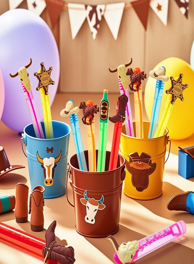 Winrayk Western Cowboy Party Favors, 24Pcs Self-designed Mini Bubble Wands for Kids Bubbles Bulk & Detachable Topper (6 Styles & Colors), Birthday Gift Pinata Filler Goodie Bag Stuffer Classroom Prize - Image 5