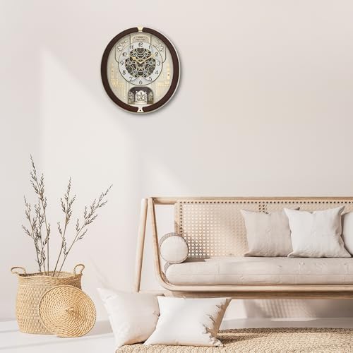 Seiko Melody in Motion Wall Clock (44.3 cm x 40.5 cm x 9.7 cm, Brown, QXM291BN) - Image 2