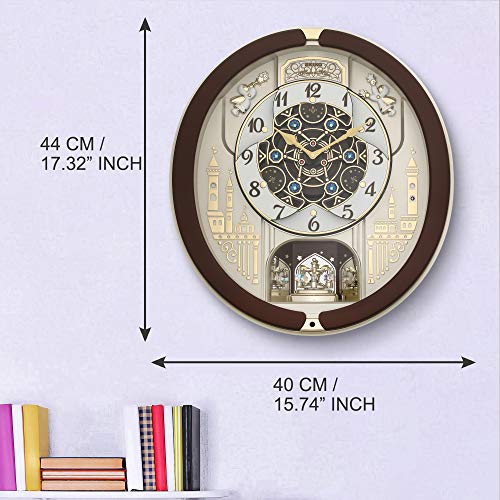 Seiko Melody in Motion Wall Clock (44.3 cm x 40.5 cm x 9.7 cm, Brown, QXM291BN) - Image 4