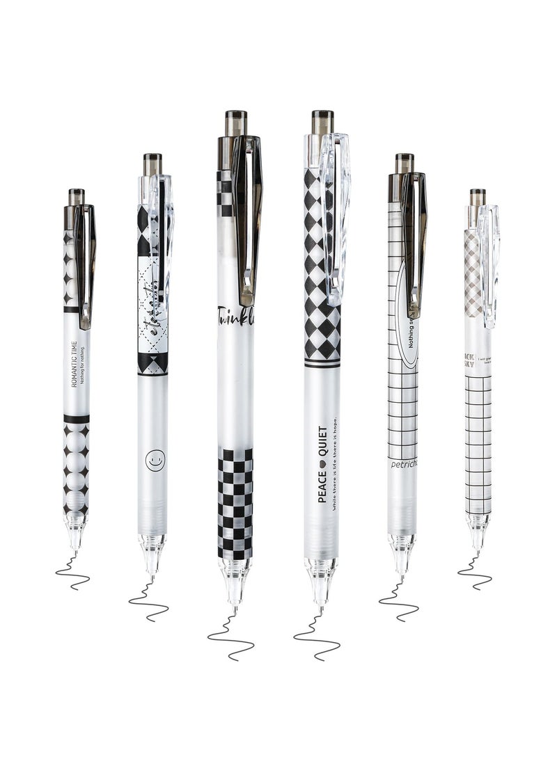 SYOSI Gel Ink Pens Quick Dry Ink Pens Retractable Black 0.5mm Pens, Gel Ink Pens Fine Point Smooth Writing Pens, Sketching Aesthetic Cute Pen for School Home Office Supplies (6 Pieces) - Image 1