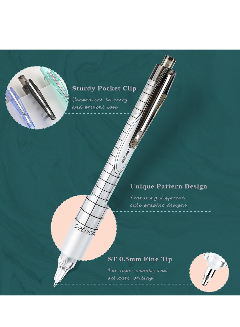SYOSI Gel Ink Pens Quick Dry Ink Pens Retractable Black 0.5mm Pens, Gel Ink Pens Fine Point Smooth Writing Pens, Sketching Aesthetic Cute Pen for School Home Office Supplies (6 Pieces) - Image 4