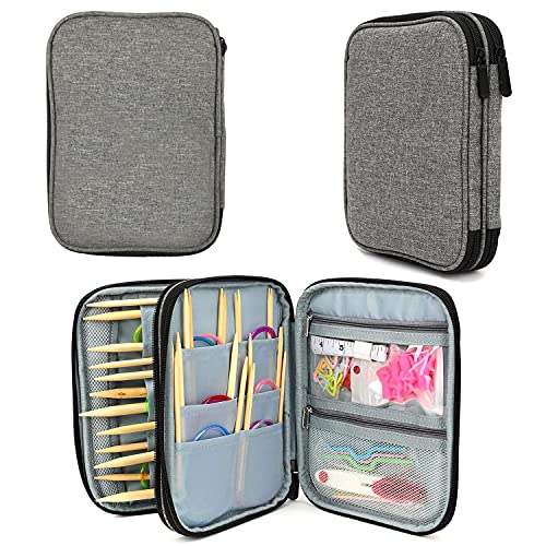 Weabetfu New Knitting Needls Case Without Hooks and Accessories,Zipper Storage Organizer Bag with Web Pockets for Various knitting Needles/Knitting Accessories/Crochet Hook Kit Tool,Lightweight,Easy to Hold - Image 1
