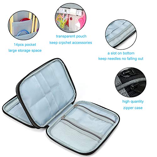 Weabetfu New Knitting Needls Case Without Hooks and Accessories,Zipper Storage Organizer Bag with Web Pockets for Various knitting Needles/Knitting Accessories/Crochet Hook Kit Tool,Lightweight,Easy to Hold - Image 3