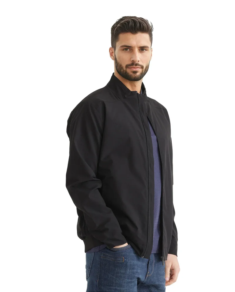 Rare Rabbit Men's High Neck Typography Back Print Jacket